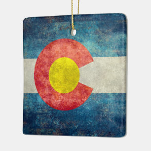 vlag van de staat Colorado met  retro grungy look Keramisch Ornament