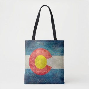 vlag van de staat Colorado met retro grungy look Tote Bag