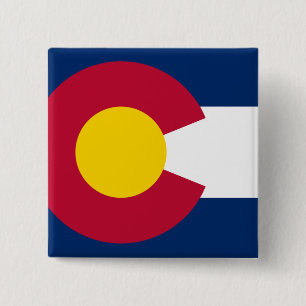 Vlag van de staat Colorado Vierkante Button 5,1 Cm