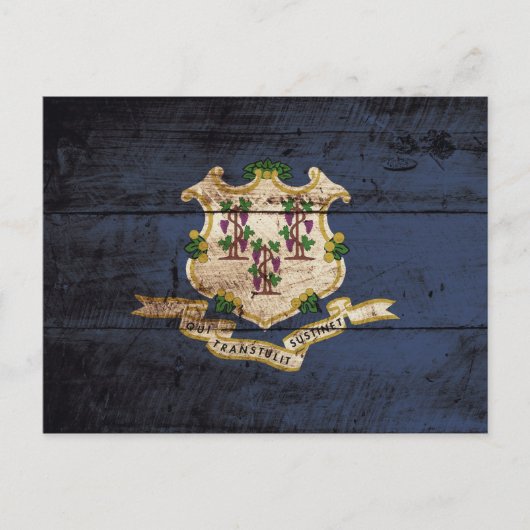 Vlag van de staat Connecticut op de oude houten ko Briefkaart (Voorkant)