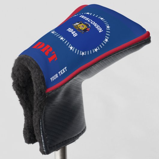 Vlag van de staat gepersonaliseerde Jouw tekst Wis Golfheadcover (3/4 voorkant)