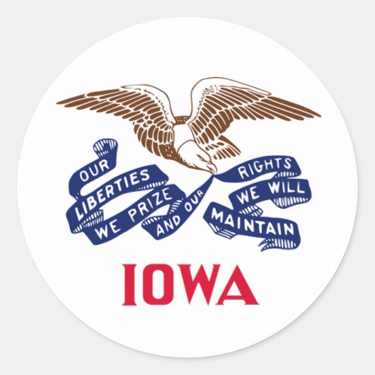 Vlag van de staat Iowa Ronde Sticker (Voorkant)