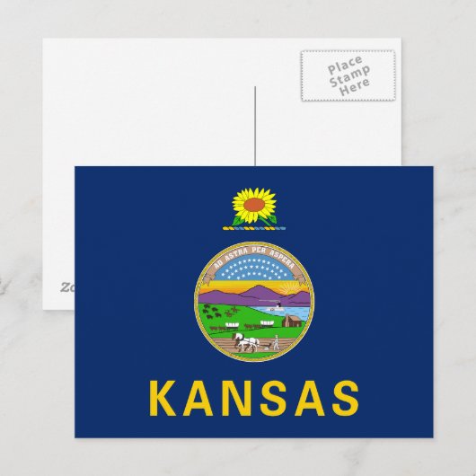 Vlag van de staat Kansas Briefkaart (Voorkant / Achterkant)