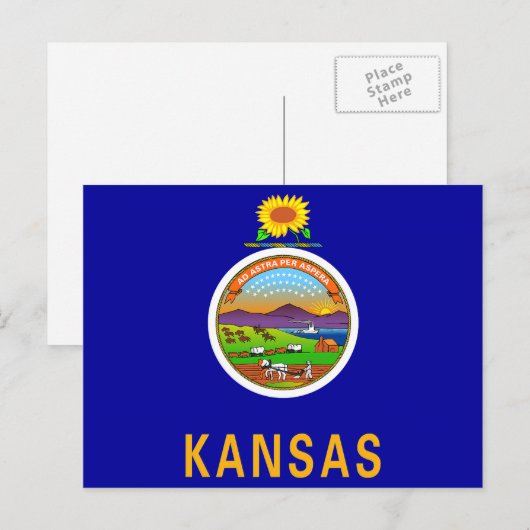 Vlag van de staat Kansas Briefkaart (Voorkant / Achterkant)