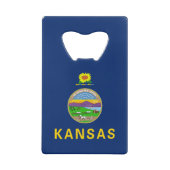 Vlag van de staat Kansas Creditkaart Flessenopener (Achterkant)