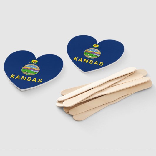 Vlag van de staat Kansas Handwaaier (Niet-gemonteerd)