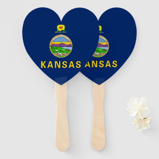 Vlag van de staat Kansas Handwaaier (Voorkant en achterkant)