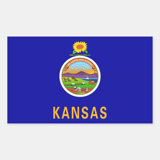 Vlag van de staat Kansas Rechthoekige Sticker (Voorkant)