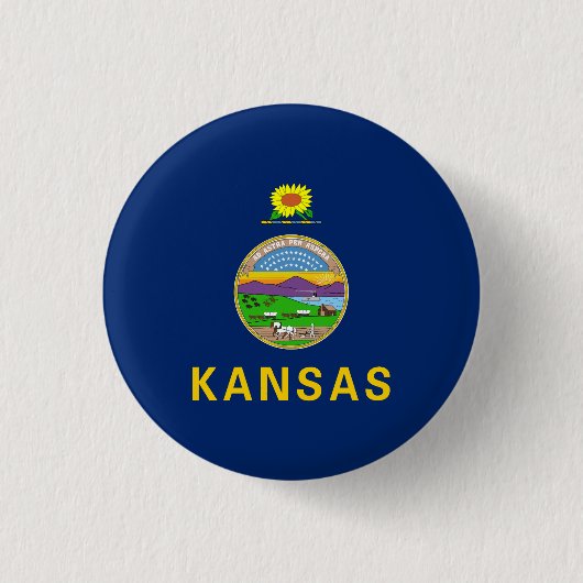 Vlag van de staat Kansas Ronde Button 3,2 Cm (Voorkant)