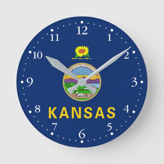 Vlag van de staat Kansas Ronde Klok (Voorkant)