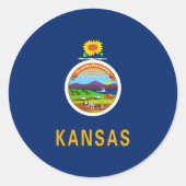 Vlag van de staat Kansas Ronde Sticker (Voorkant)