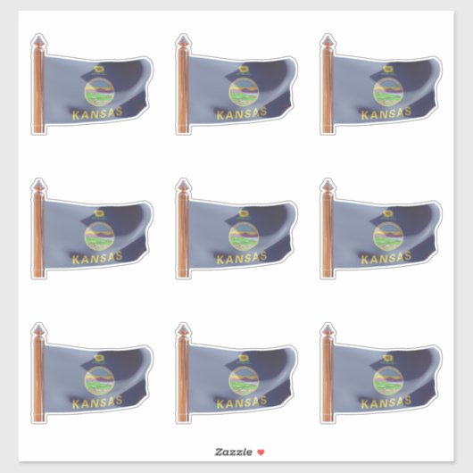 Vlag van de staat Kansas Sticker (Vel)