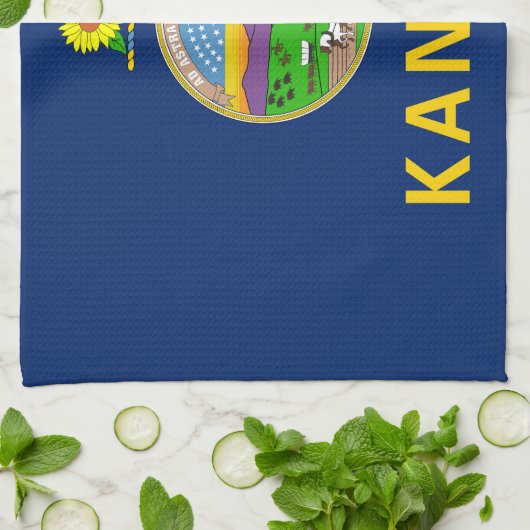 Vlag van de staat Kansas Theedoek (Gevouwen)