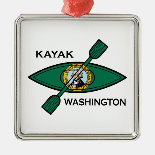 Vlag van de staat Kayak Washington Metalen Ornament (Voorkant)
