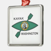Vlag van de staat Kayak Washington Metalen Ornament (Links)