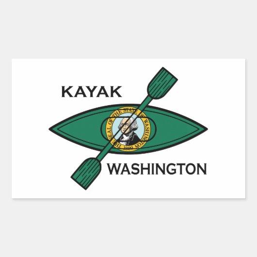 Vlag van de staat Kayak Washington Rechthoekige Sticker (Voorkant)