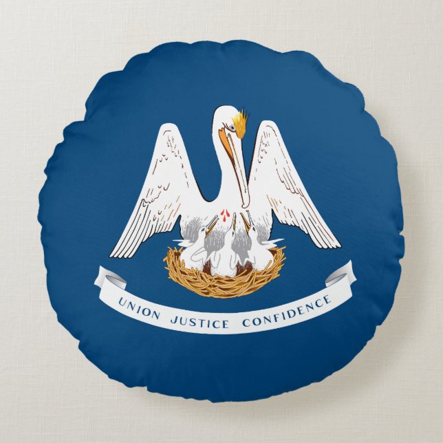 Vlag van de staat Louisiana Rond Kussen (Voorkant)