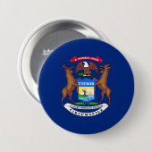 Vlag van de staat Michigan Ronde Button 7,6 Cm (Voorkant /achterkant)