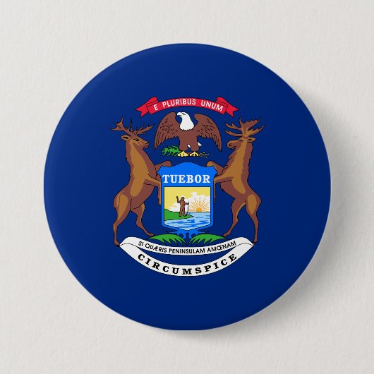 Vlag van de staat Michigan Ronde Button 7,6 Cm (Voorkant)