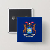 Vlag van de staat Michigan Vierkante Button 5,1 Cm (Voorkant /achterkant)