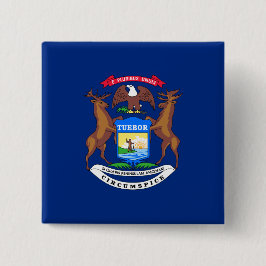 Vlag van de staat Michigan Vierkante Button 5,1 Cm