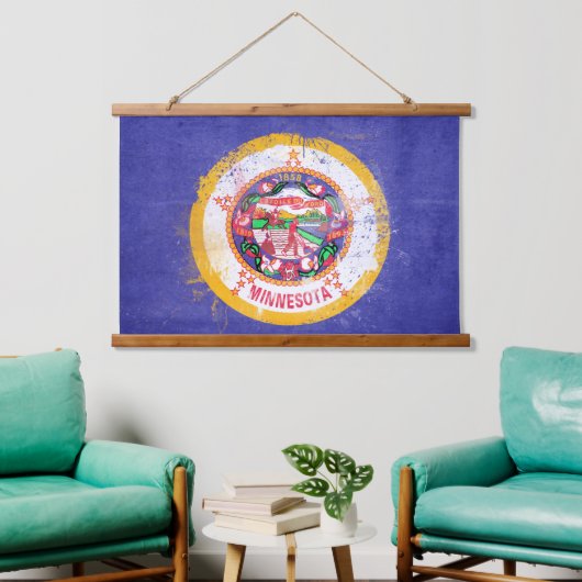 vlag van de staat Minnesota in nood Hangend Wandkleed (Woonkamer)