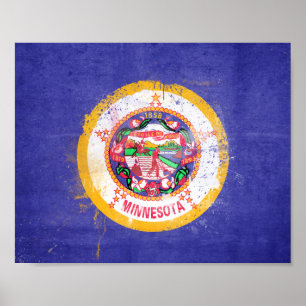 vlag van de staat Minnesota in nood Poster
