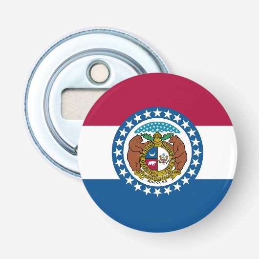 vlag van de staat Missouri Button Flesopener (Voorkant)