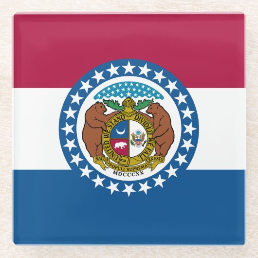 vlag van de staat Missouri Glazen Onderzetter (Voorkant)