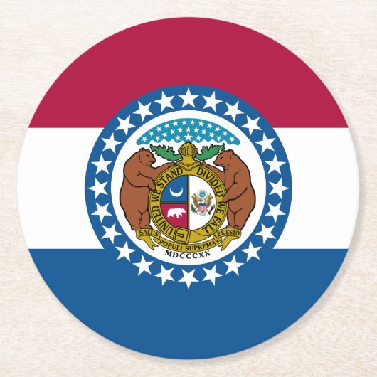 vlag van de staat Missouri Ronde Kartonnen Onderzetter (Voorkant)