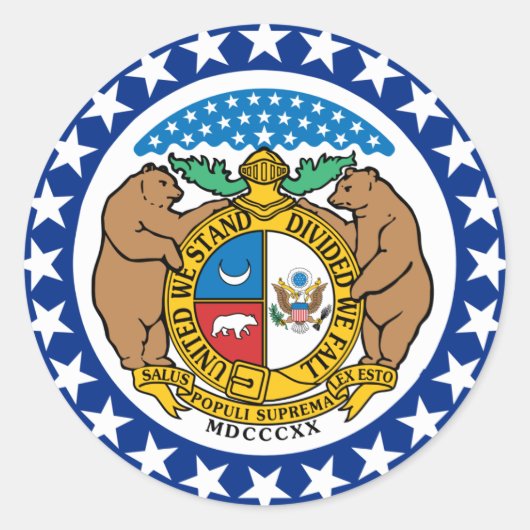 vlag van de staat Missouri Ronde Sticker (Voorkant)