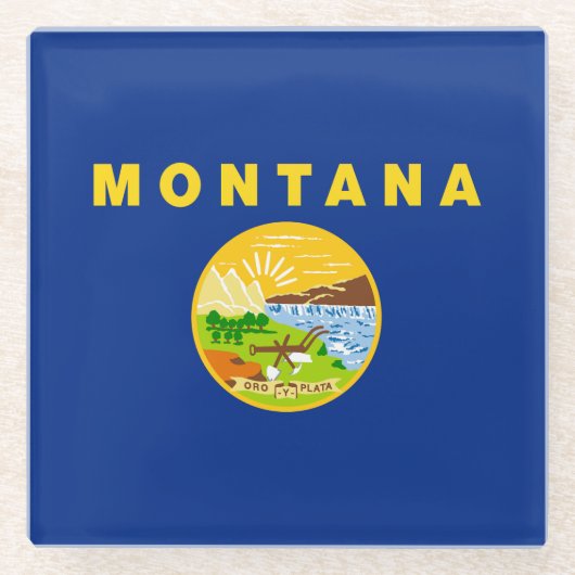 vlag van de staat Montana Glazen Onderzetter (Voorkant)
