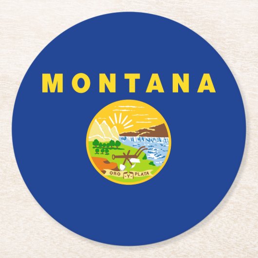 vlag van de staat Montana Ronde Kartonnen Onderzetter (Voorkant)