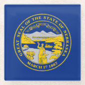 vlag van de staat Nebraska Glazen Onderzetter (Voorkant)