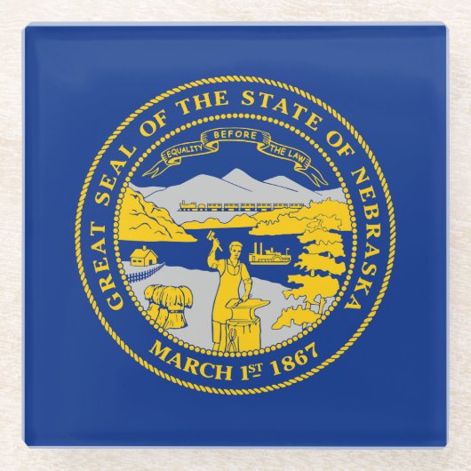 vlag van de staat Nebraska Glazen Onderzetter (Voorkant)