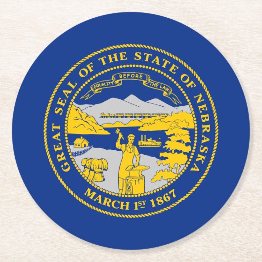 vlag van de staat Nebraska Ronde Kartonnen Onderzetter (Voorkant)