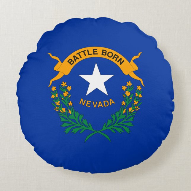 Vlag van de staat Nevada Rond Kussen (Voorkant)