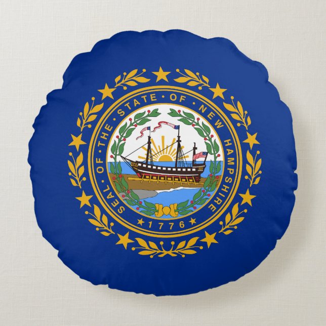 Vlag van de staat New Hampshire Rond Kussen (Voorkant)