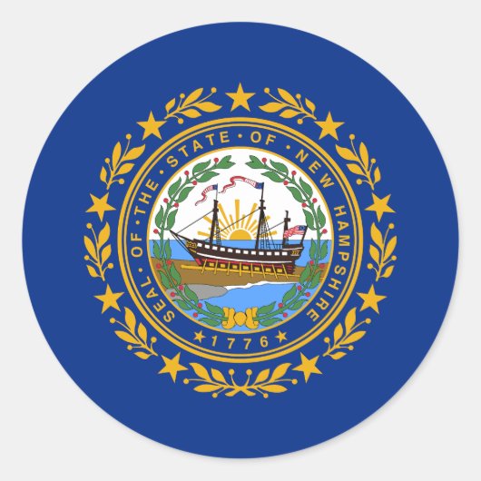 Vlag van de staat New Hampshire Ronde Sticker (Voorkant)