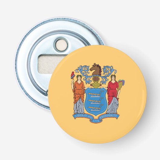 Vlag van de staat New Jersey Button Flesopener (Voorkant)