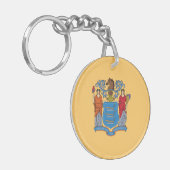Vlag van de staat New Jersey Sleutelhanger (Voorkant Links)