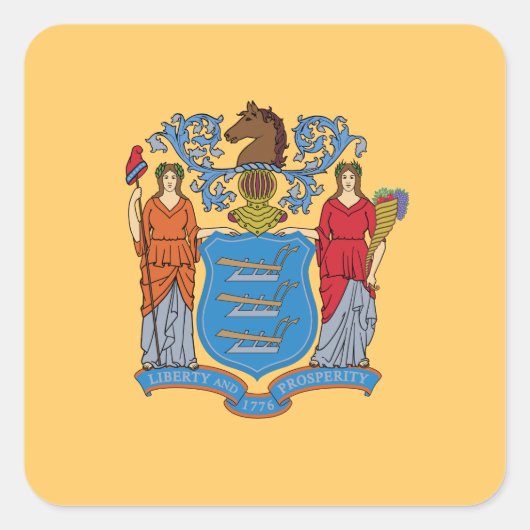 Vlag van de staat New Jersey Vierkante Sticker (Voorkant)