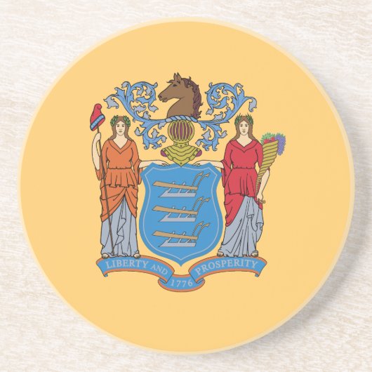 Vlag van de staat New Jersey Zandsteen Onderzetter (Voorkant)