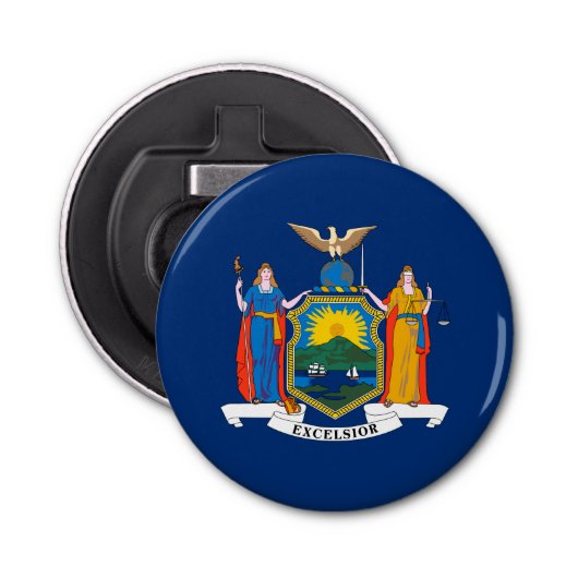 Vlag van de staat New York Button Flesopener (Voorkant)