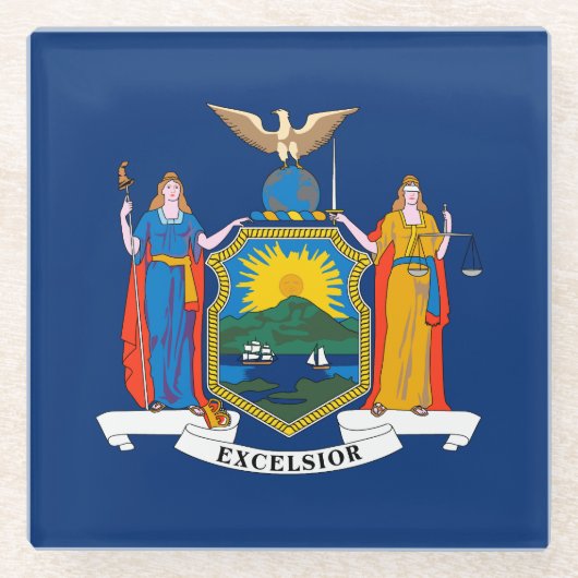 Vlag van de staat New York Glazen Onderzetter (Voorkant)