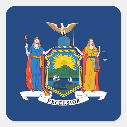 Vlag van de staat New York Vierkante Sticker (Voorkant)