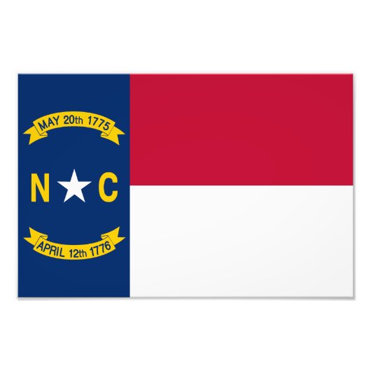 vlag van de staat North Carolina Foto Afdruk (Voorkant)