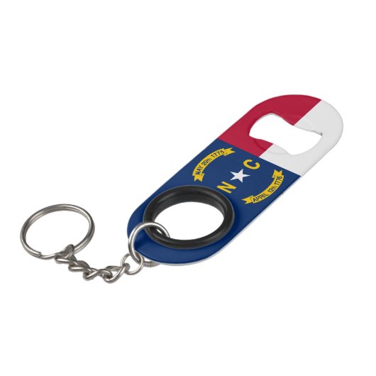 vlag van de staat North Carolina Mini Flessenopener (Voorkant Gekanteld)