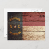 Vlag van de staat North Carolina op de oude houten Briefkaart (Voorkant / Achterkant)