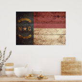Vlag van de staat North Carolina op de oude houten Poster (Keuken)